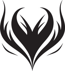 Elegant Black Heart Graceful Vector Graphic Symbol Intricate Heart Silhouette Minimalistic Black Decorative Icon