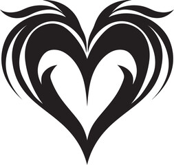 Elegant Black Heart Stylish Decorative Vector Symbol Intricate Heart Silhouette Minimalistic Black Design Icon