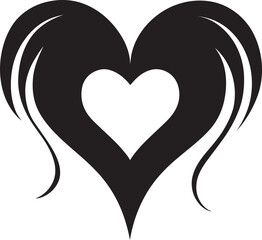 Dynamic Black Heart Abstract Vector Graphic Design with Decorative Elements Intricate Heart Silhouette Elegant Vector Graphic Design with Black Color Scheme