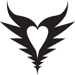 Ebony Embrace Chic Vector Graphics of Black Heart Noir Nectar Elegant Black Heart Vector Design