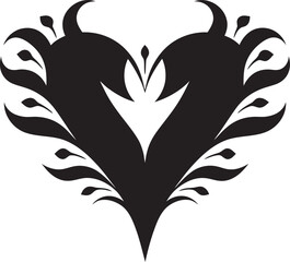 Gothic Grace Sophisticated Vector Design of Black Heart Nocturnal Noir Chic Abstract Black Heart Vector