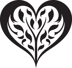 Minimalistic Heart Silhouette Artistic Decorative Element Contemporary Black Heart Unique Vector Symbol