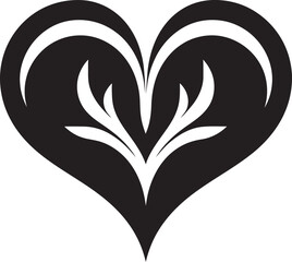 Intricate Black Heart Minimalist Decorative Icon Stylish Heart Icon Abstract Vector Element