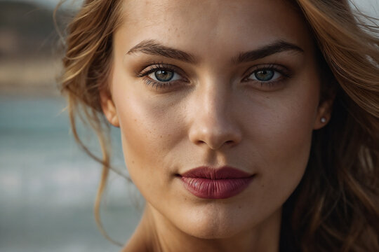 Primer plano del rostro de una mujer muy atractiva