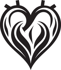 Graceful Heart Silhouette Stylish Vector Icon Elegant Black Heart Abstract Vector Design Icon