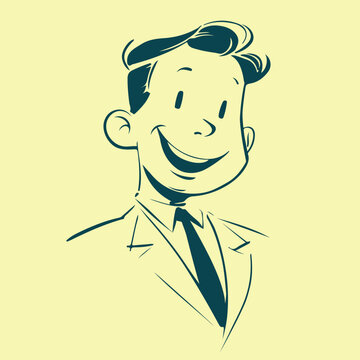 sketchy illustration of a happy cartoon man