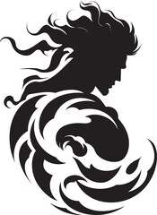 Gothic Gaze Modern Black Woman Face Icon Enigma Essence Sleek Abstract Woman Face Vector Graphic