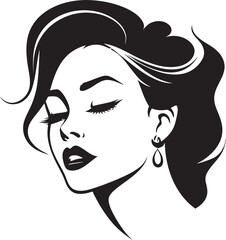 Nocturnal Identity Elegant Abstract Woman Face Vector Art Ink Noir Portrait Modern Vector Design of Black Woman Face