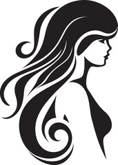 Sleek Silhouette Modern Black Woman Face Vector Design with Abstract Elements Gothic Grace Elegant Abstract Woman Face Vector Icon in Noir Shades