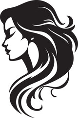 Chic Noir Portrait Minimalistic Black Woman Face Vector Design with Abstract Features Silent Silhouette Intriguing Abstract Woman Face Icon in Sleek Black Tones