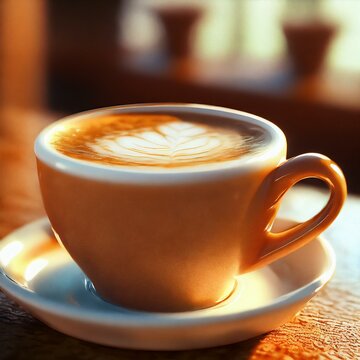 Photorealistic close up of cup of coffee