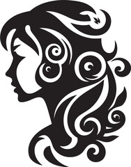 Midnight Serenade Chic Black Woman Face Vector Design with Abstract Touches Shadowed Symphony Intriguing Abstract Woman Face Vector Graphic with Black Hues
