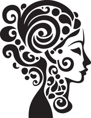 Silent Silhouette Minimalistic Abstract Woman Face Icon with Sleek Black Tones Mystic Muse Elegant Vector Graphics of Black Woman Face with Abstract Details