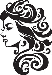 Ethereal Elegance Contemporary Black Woman Face Vector Element with Abstract Accents Gothic Grace Stylish Abstract Woman Face Vector Icon with Noir Color Scheme