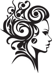 Chic Noir Portrait Sophisticated Black Woman Face Vector Element with Abstract Details Silent Silhouette Intriguing Abstract Woman Face Icon with Sleek Black Hues