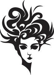 Midnight Serenade Refined Vector Design of Black Woman Face with Abstract Features Shadowed Symphony Minimalistic Abstract Woman Face Vector Graphic with Chic Black Accents