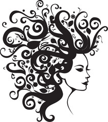 Gothic Grace Contemporary Black Woman Face Vector Design with Chic Abstract Touches Noir Nectar Sophisticated Abstract Woman Face Vector Element with Elegant Black Embellishments