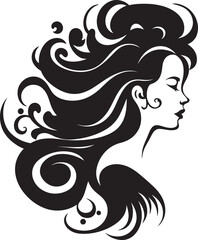 Midnight Serenade Minimalistic Abstract Woman Face Vector Graphic with Stylish Black Accents Shadowed Symphony Elegant Black Woman Face Vector Icon with Intriguing Abstract Features