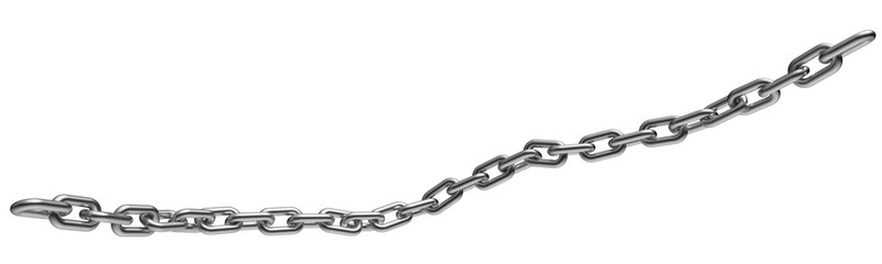 Silver chain isolated on a transparent background. 3D render.