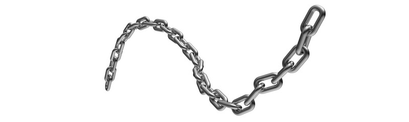 Silver chain isolated on a transparent background. 3D render.