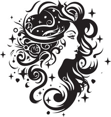 Obsidian Essence Refined Abstract Woman Face Vector Symbol Silent Silhouette Contemporary Vector Graphics of Black Woman Face