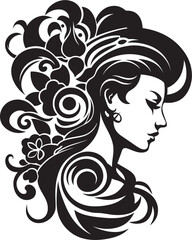 Silent Silhouette Contemporary Vector Graphics of Black Woman Face Mystic Noir Muse Stylish Abstract Woman Face Vector Art