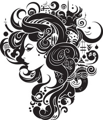 Silhouette Serenade Elegant Abstract Woman Face Vector Symbol Noir Nectar Intriguing Abstract Woman Face Vector Graphic