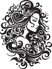 Noir Nectar Intriguing Abstract Woman Face Vector Graphic Midnight Muse Modern Vector Design of Black Woman Face