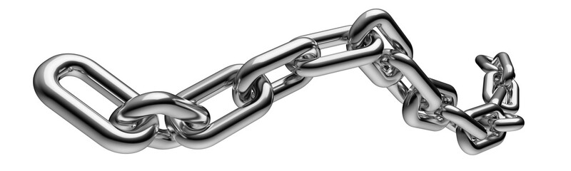 Silver chain isolated on a transparent background. 3D render.