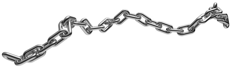Silver chain isolated on a transparent background. 3D render.
