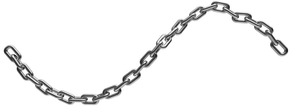 Silver chain isolated on a transparent background. 3D render.