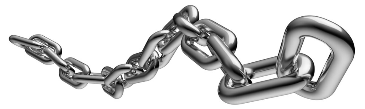 Silver chain isolated on a transparent background. 3D render.