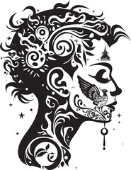 Silent Silhouette Elegant Abstract Woman Face Vector Symbol Mystic Noir Muse Minimalistic Abstract Vector Graphics of Black Woman Face