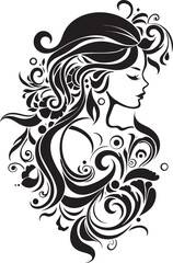 Nocturnal Essence Chic Black Abstract Woman Face Design Enigma Expression Elegant Vector Graphic of Black Woman Face