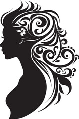 Gothic Grace Stylish Black Woman Face Vector Art Silent Silhouette Refined Abstract Woman Face Icon