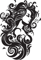 Fototapeta premium Silhouette Serenade Intriguing Black Abstract Woman Face Ethereal Noir Muse Chic Vector Design of Black Woman Face