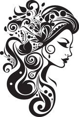 Nocturnal Essence Intriguing Abstract Woman Face Symbol Enigma Expression Refined Black Woman Face Vector Element