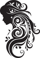 Ink Elegance Contemporary Vector Design of Black Woman Face Shadowed Symphony Sleek Abstract Woman Face Graphic