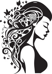 Mystic Noir Muse Minimalistic Black Woman Face Icon Nocturnal Essence Chic Abstract Woman Face Vector Graphic