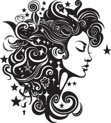 Chic Noir Portrait Elegant Abstract Woman Face Graphic Obsidian Elegance Contemporary Vector Design of Black Woman Face