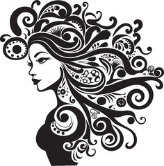Shadowed Serenity Minimalistic Abstract Woman Face Vector Gothic Grace Stylish Black Woman Face Vector Art