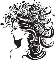 Gothic Grace Stylish Black Woman Face Vector Art Silent Silhouette Refined Abstract Woman Face Icon