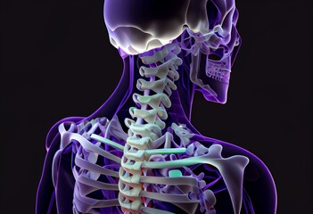 Cervical spine neck joint pain Anatomy For Medical Concept 3D. Generative AI