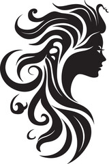 Enigmatic Expression Elegant Vector Graphic of Black Woman Face Dark Reflections Sophisticated Abstract Woman Face Symbol