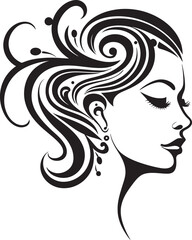 Shadowed Serenity Modern Abstract Woman Face Vector Art Gothic Glamour Sleek Abstract Woman Face Graphic