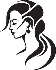 Dark Divinity Sophisticated Black Abstract Woman Face Sleek Shadow Portrait Minimalistic Vector Design of Black Woman Face