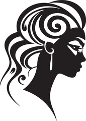 Ethereal Enigma Intriguing Black Woman Face Symbol Midnight Mirage Stylish Abstract Woman Face Vector Art