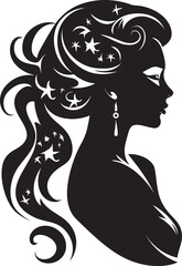 Midnight Muse Stylish Black Woman Face Vector Art Ink Intrigue Modern Vector Design of Black Woman Face