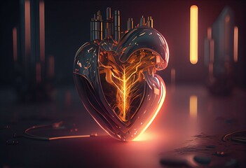 futuristic heart pumping with love Generative AI Art