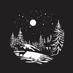 Shadowed Snowy Starlight Chic Vector Christmas Card Design Gothic Glistening Gala Sophisticated Black Christmas Card Graphic